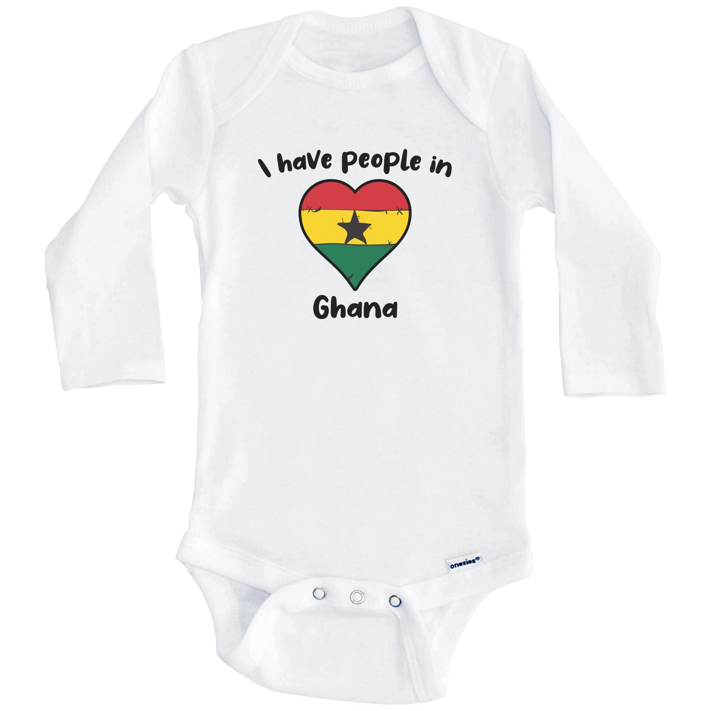 Ghanaian Flag Heart I Have People In Ghana Baby Bodysuit (Long Sleeves)