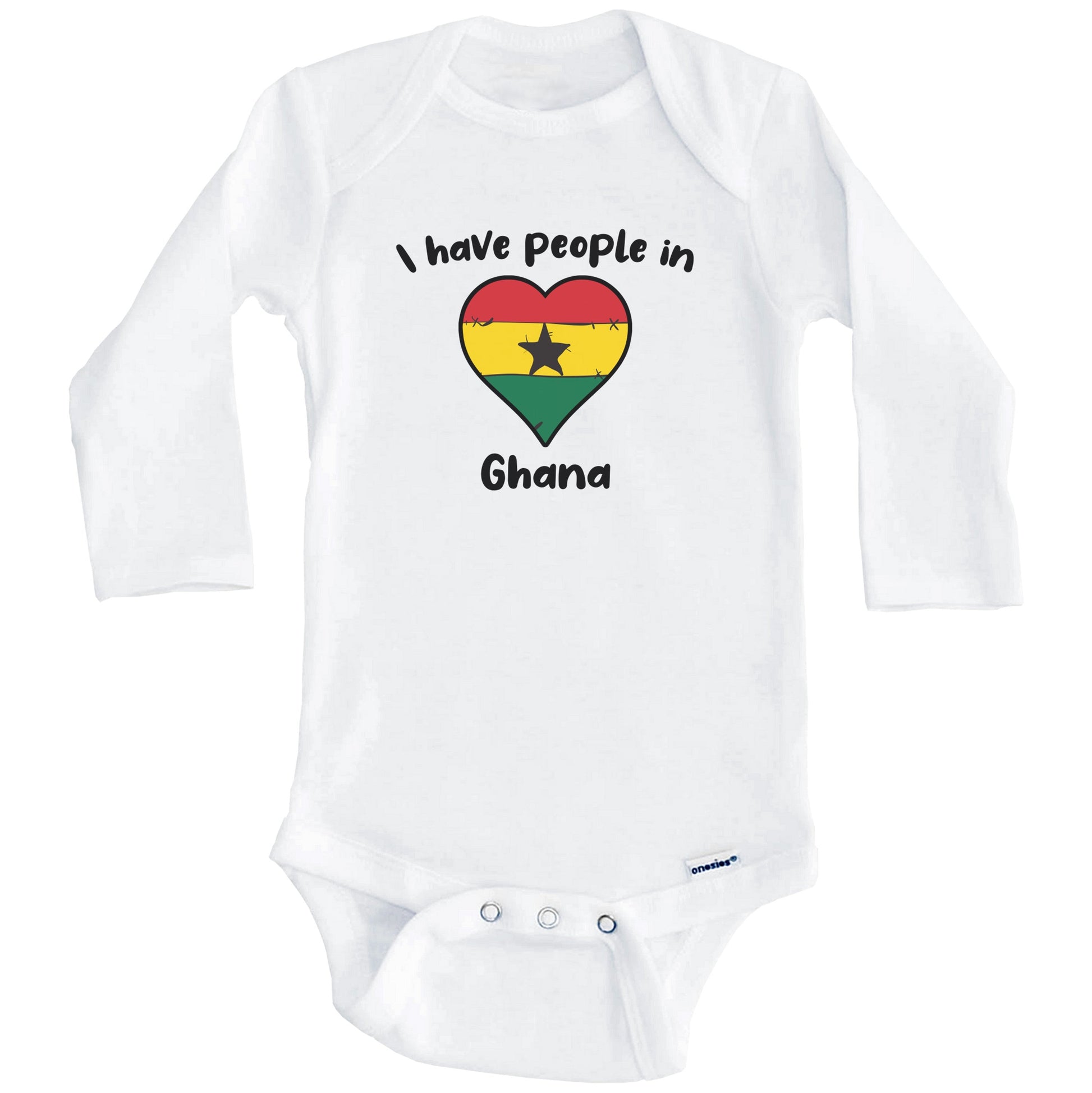 Ghanaian Flag Heart I Have People In Ghana Baby Bodysuit (Long Sleeves)