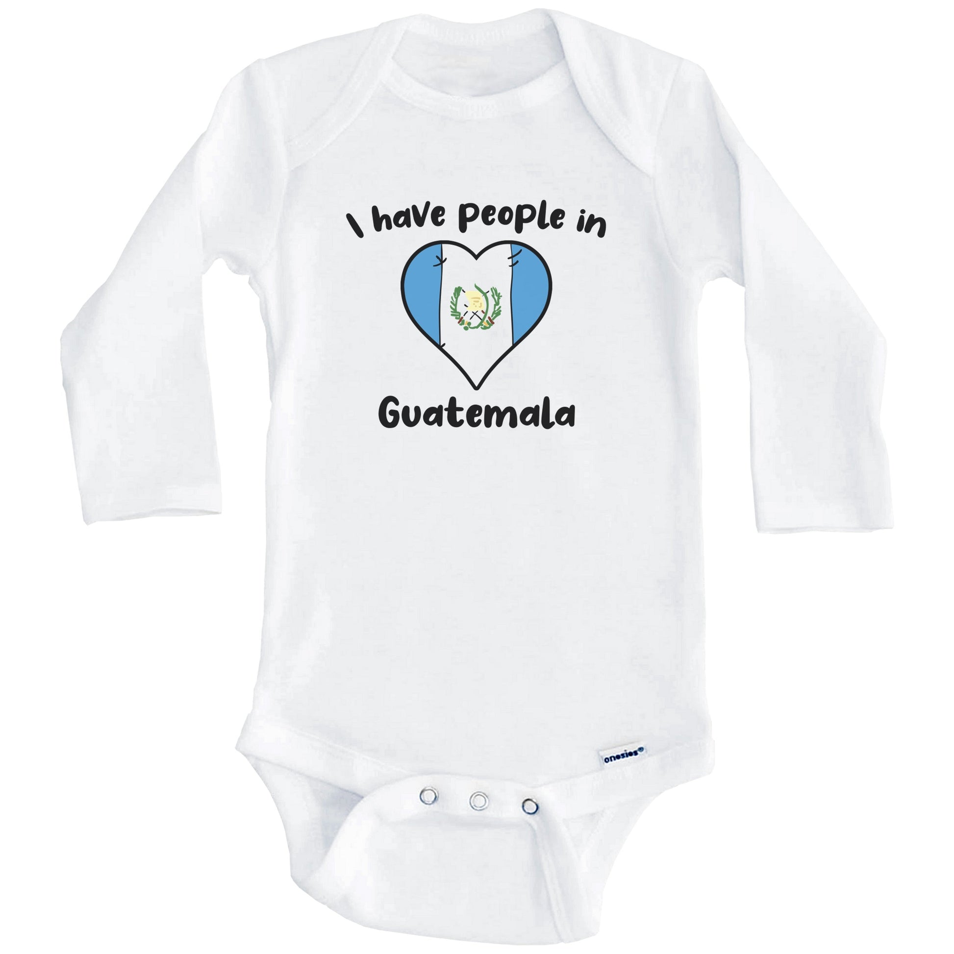 Guatemalan Flag Heart I Have People In Guatemala Baby Bodysuit (Long Sleeves)