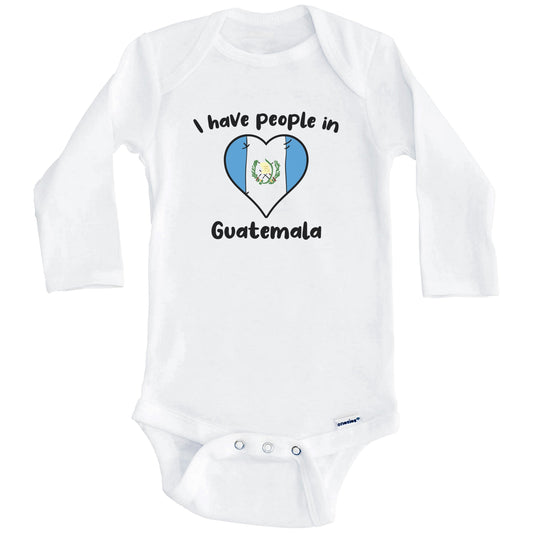 Guatemalan Flag Heart I Have People In Guatemala Baby Bodysuit (Long Sleeves)
