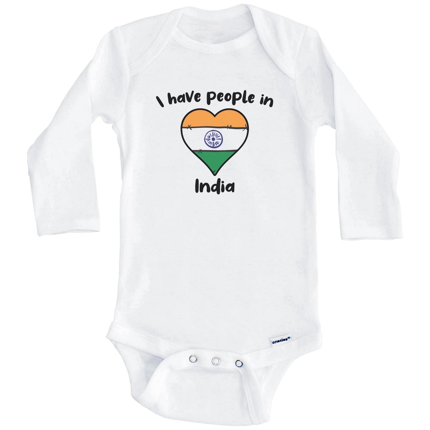 Indian Flag Heart I Have People In India Baby Bodysuit (Long Sleeves)