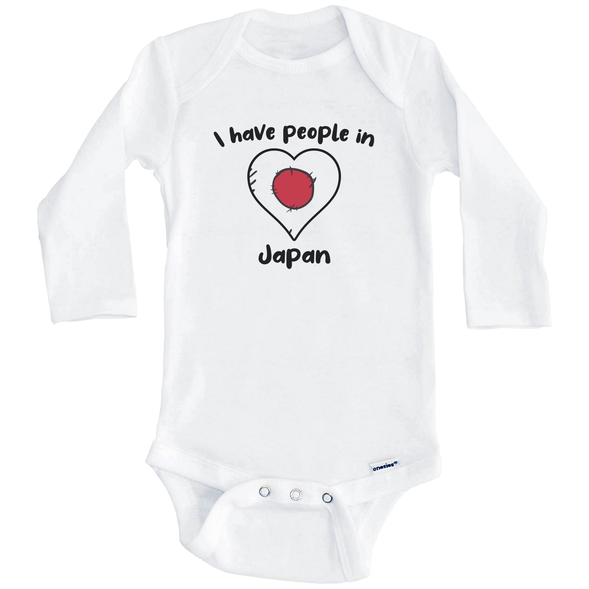 Japanese Flag Heart I Have People In Japan Baby Bodysuit (Long Sleeves)