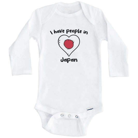 Japanese Flag Heart I Have People In Japan Baby Bodysuit (Long Sleeves)