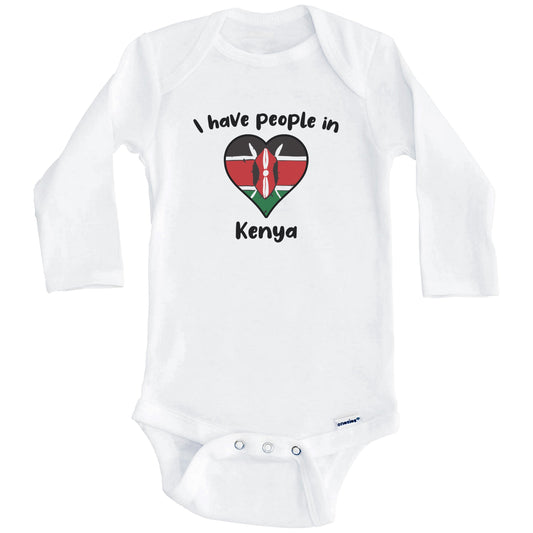 Kenyan Flag Heart I Have People In Kenya Baby Bodysuit (Long Sleeves)