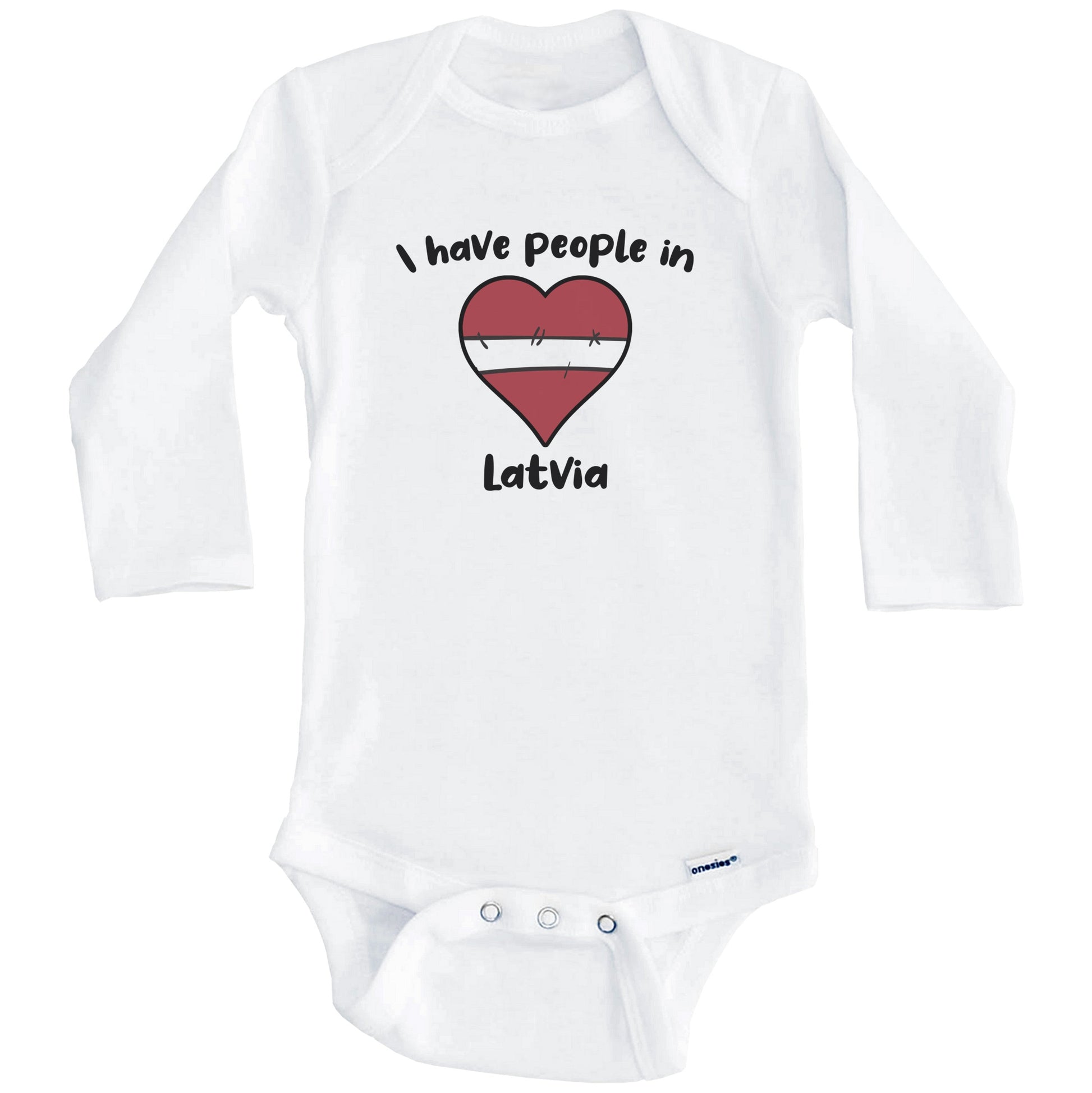 Latvian Flag Heart I Have People In Latvia Baby Bodysuit (Long Sleeves)