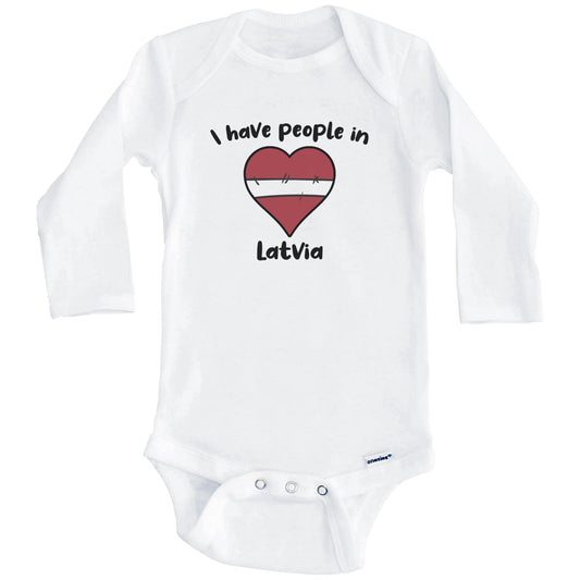 Latvian Flag Heart I Have People In Latvia Baby Bodysuit (Long Sleeves)