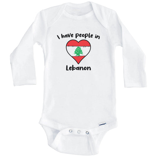 Lebanese Flag Heart I Have People In Lebanon Baby Bodysuit (Long Sleeves)
