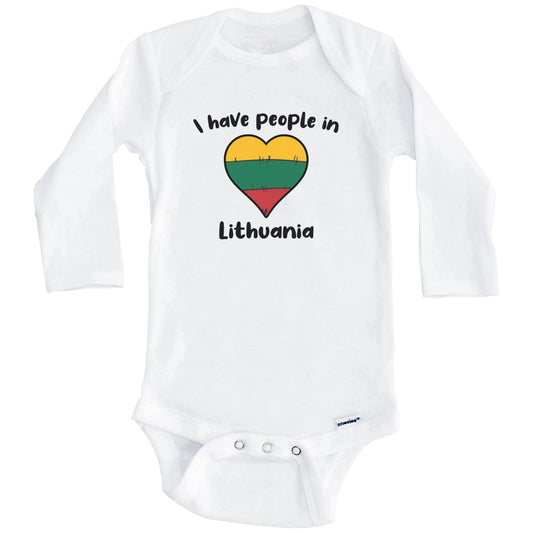 Lithuanian Flag Heart I Have People In Lithuania Baby Bodysuit (Long Sleeves)
