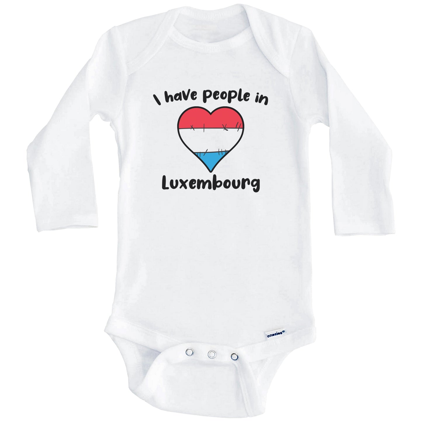 Luxembourgish Flag Heart I Have People In Luxembourg Baby Bodysuit (Long Sleeves)