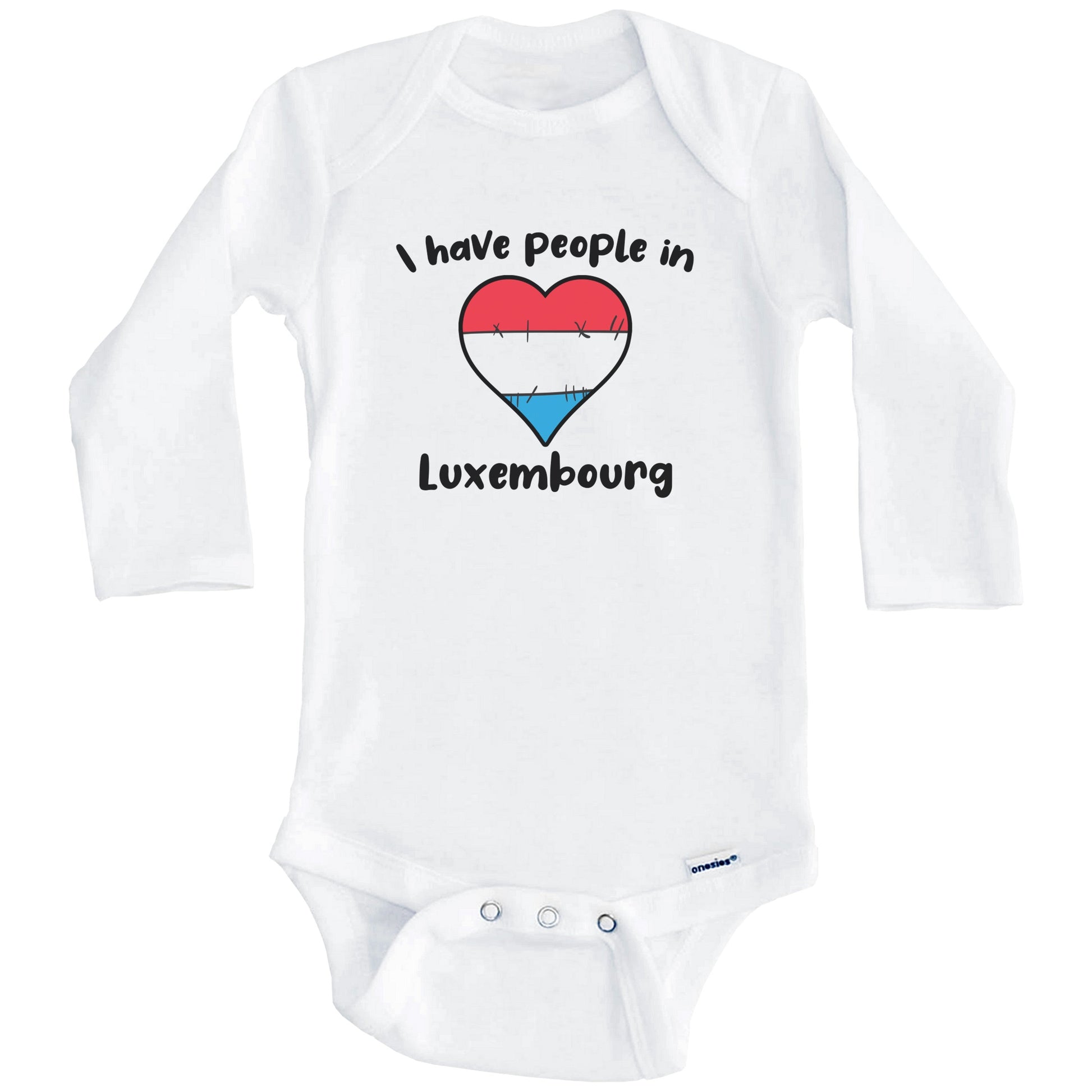 Luxembourgish Flag Heart I Have People In Luxembourg Baby Bodysuit (Long Sleeves)