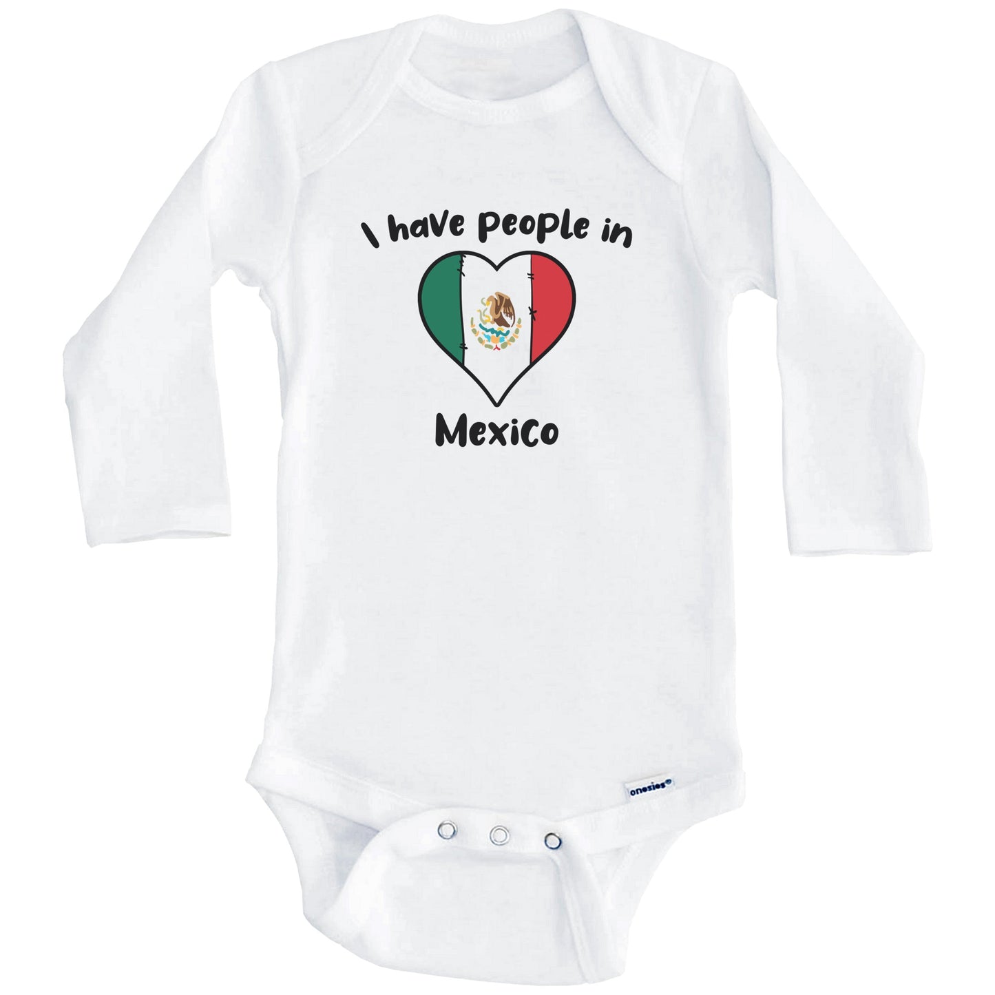 Mexican Flag Heart I Have People In Mexico Baby Bodysuit (Long Sleeves)