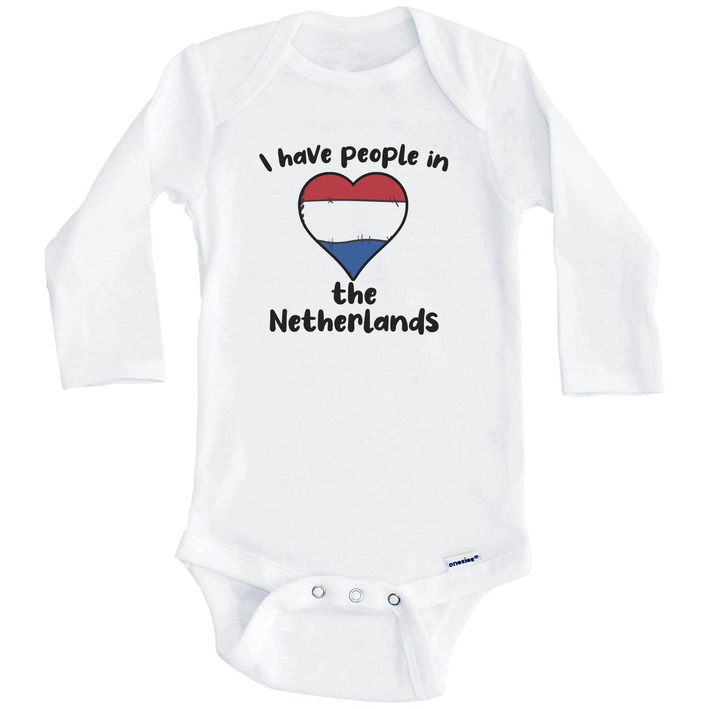 Dutch Flag Heart I Have People In the Netherlands Baby Bodysuit (Long Sleeves)