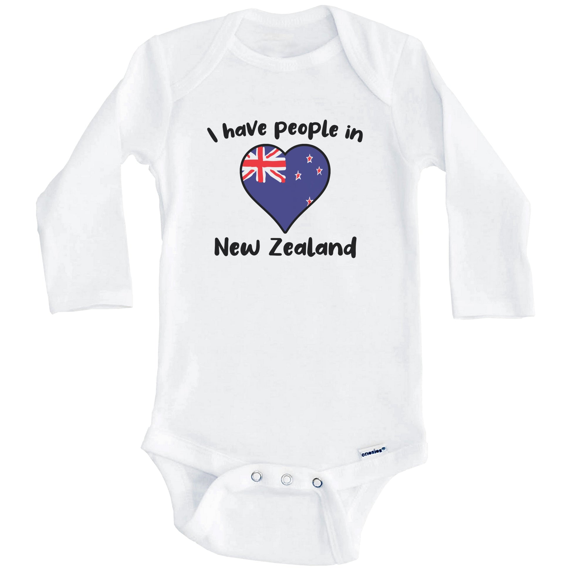 Kiwi Flag Heart I Have People In New Zealand Baby Bodysuit (Long Sleeves)