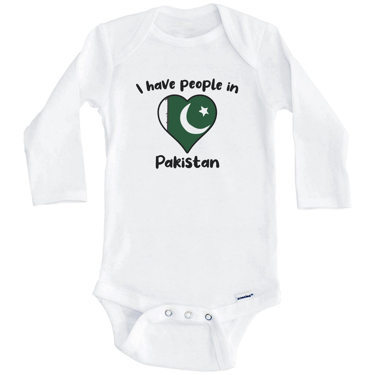 Pakistani Flag Heart I Have People In Pakistan Baby Bodysuit (Long Sleeves)