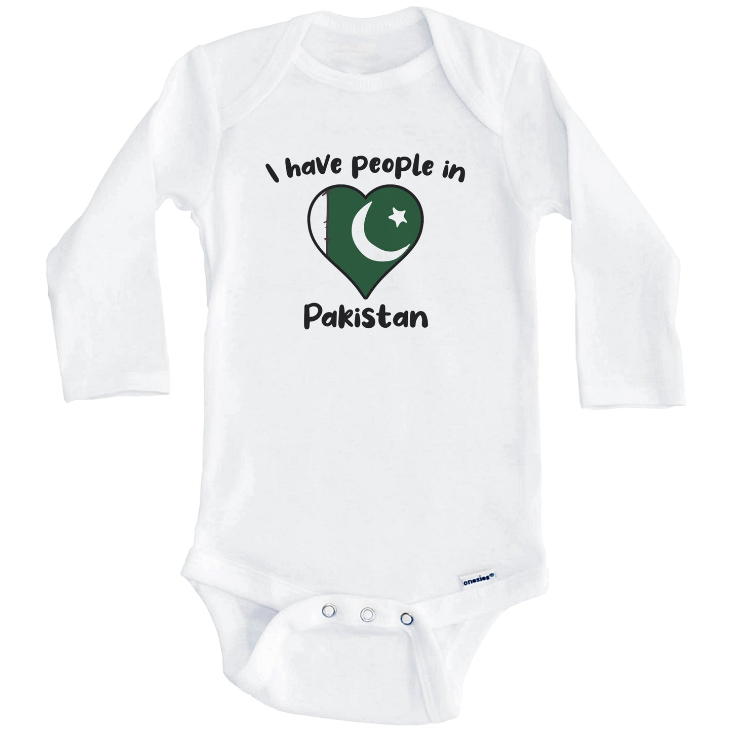Pakistani Flag Heart I Have People In Pakistan Baby Bodysuit (Long Sleeves)