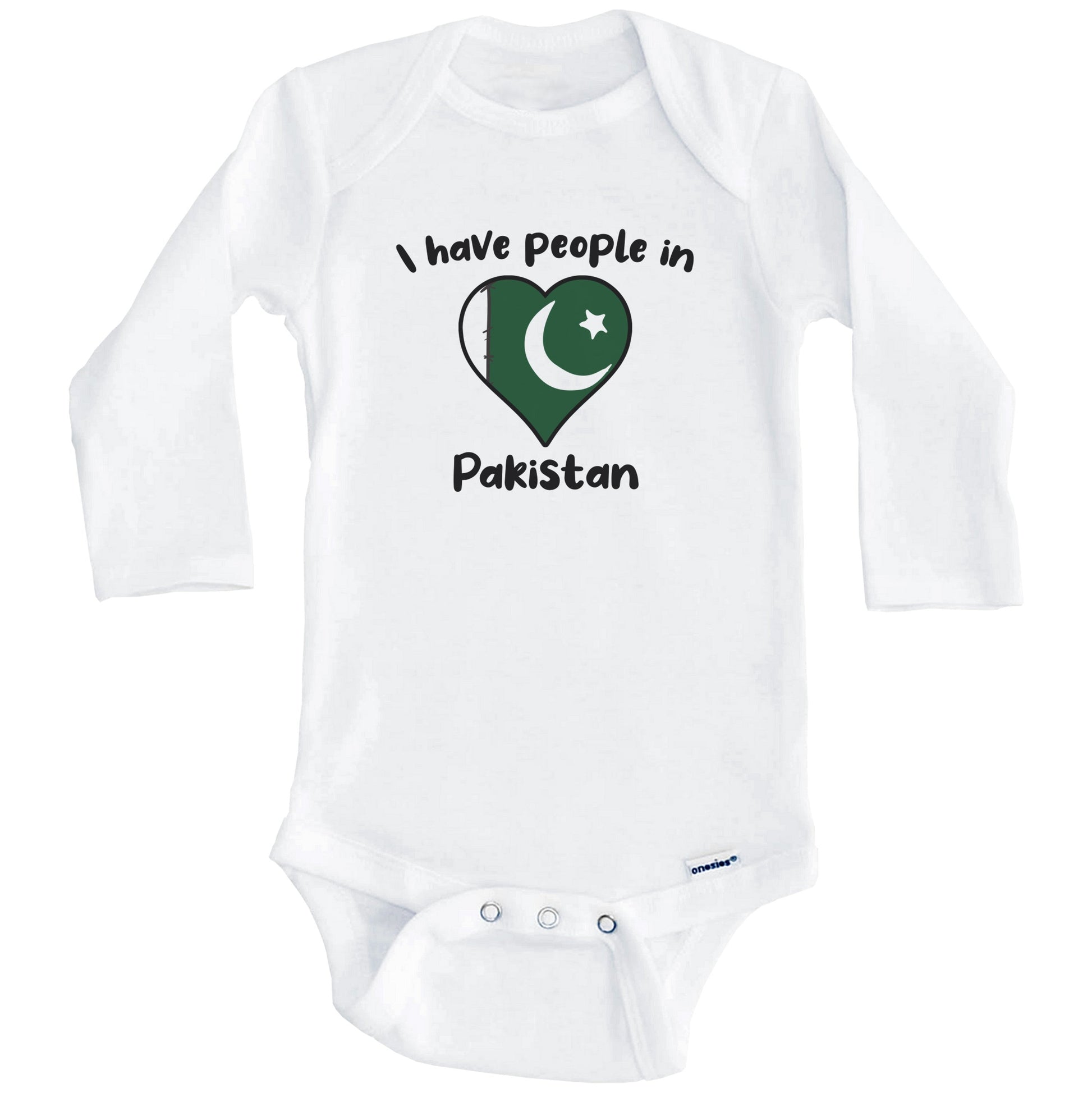Pakistani Flag Heart I Have People In Pakistan Baby Bodysuit (Long Sleeves)