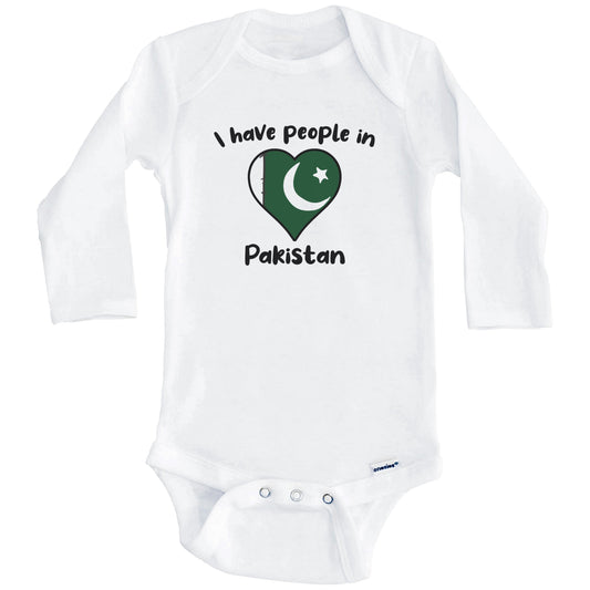 Pakistani Flag Heart I Have People In Pakistan Baby Bodysuit (Long Sleeves)