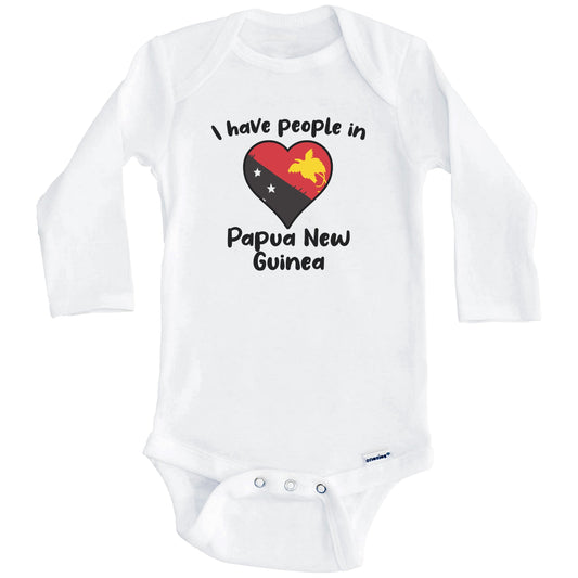 Papuan Flag Heart I Have People In Papua New Guinea Baby Bodysuit (Long Sleeves)