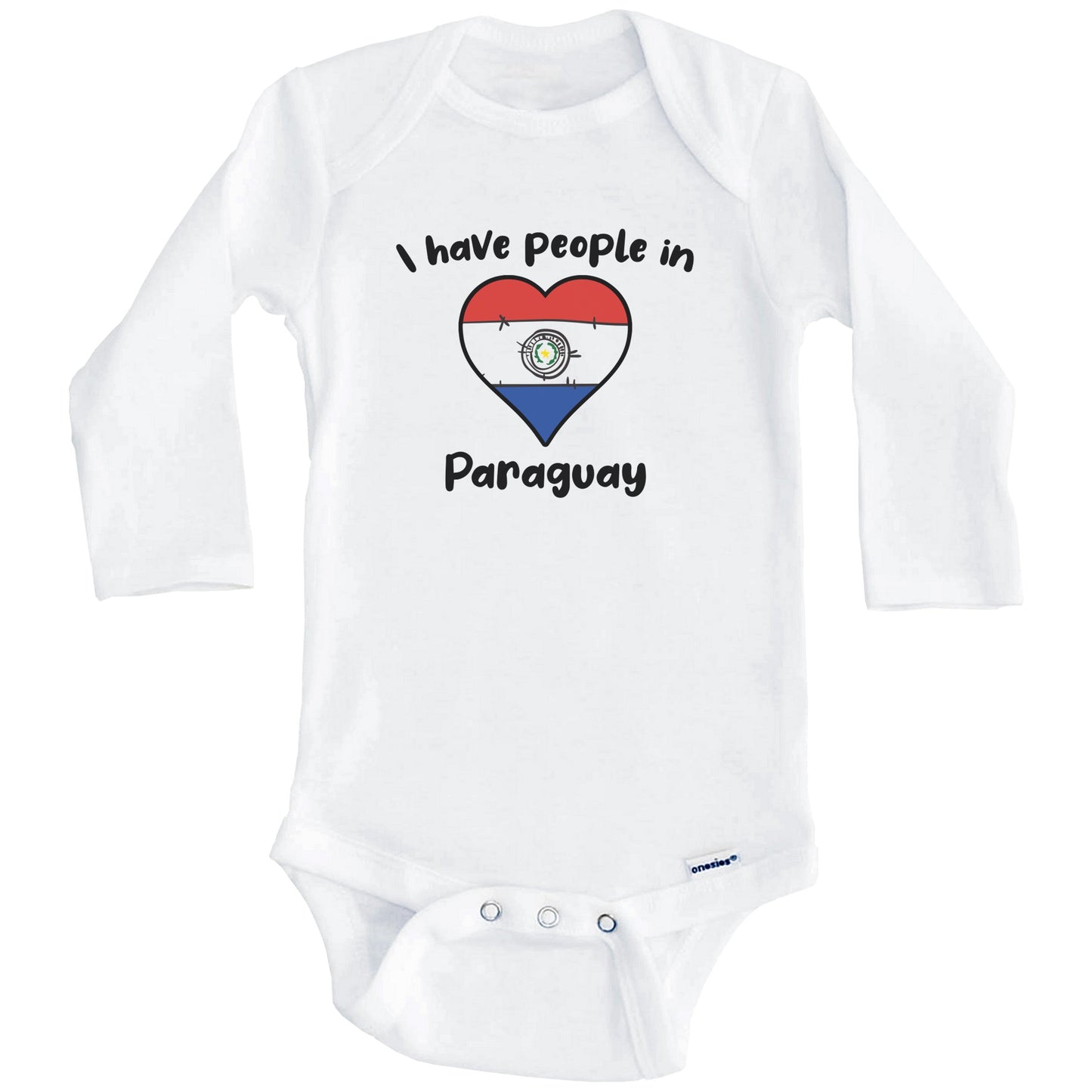 Paraguayan Flag Heart I Have People In Paraguay Baby Bodysuit (Long Sleeves)