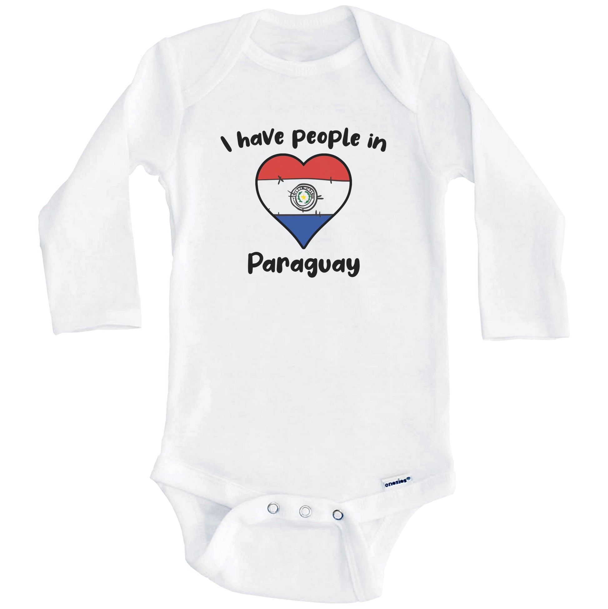 Paraguayan Flag Heart I Have People In Paraguay Baby Bodysuit (Long Sleeves)