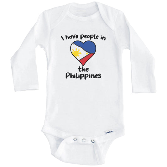 Filipino Flag Heart I Have People In the Philippines Baby Bodysuit (Long Sleeves)