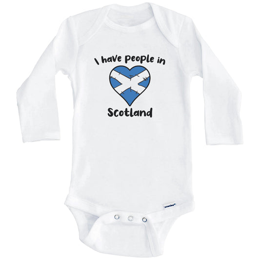 Scottish Flag Heart I Have People In Scotland Baby Bodysuit (Long Sleeves)