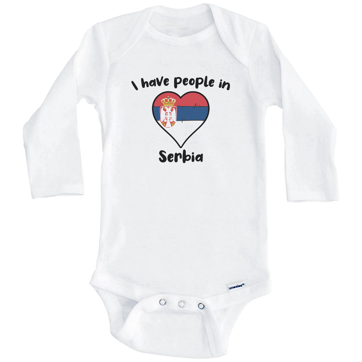 Serbian Flag Heart I Have People In Serbia Baby Bodysuit (Long Sleeves)