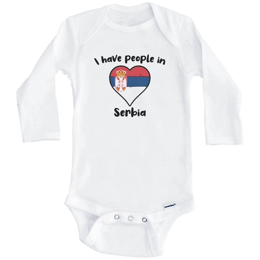 Serbian Flag Heart I Have People In Serbia Baby Bodysuit (Long Sleeves)
