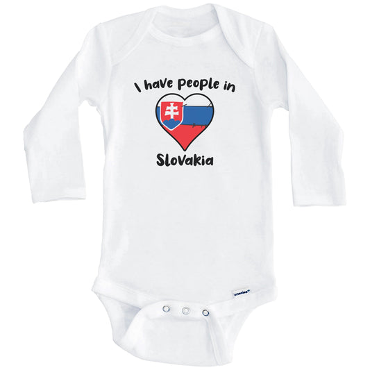 Slovakian Flag Heart I Have People In Slovakia Baby Bodysuit (Long Sleeves)