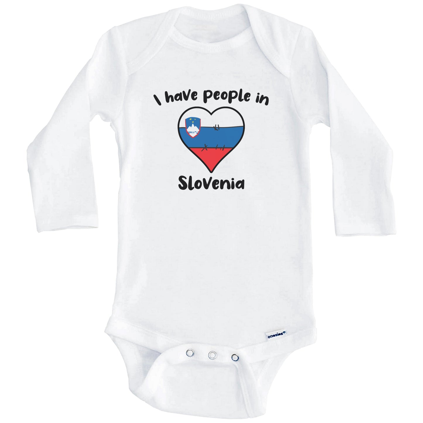 Slovenian Flag Heart I Have People In Slovenia Baby Bodysuit (Long Sleeves)