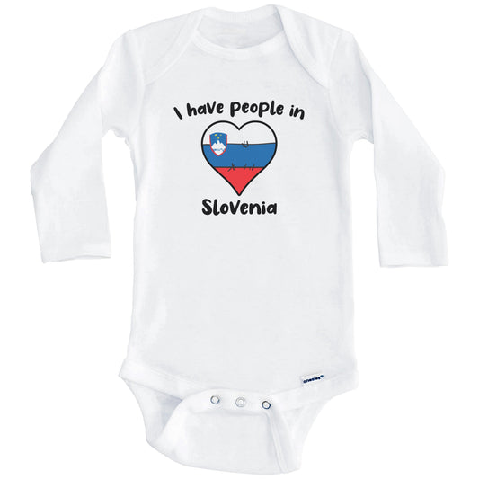 Slovenian Flag Heart I Have People In Slovenia Baby Bodysuit (Long Sleeves)