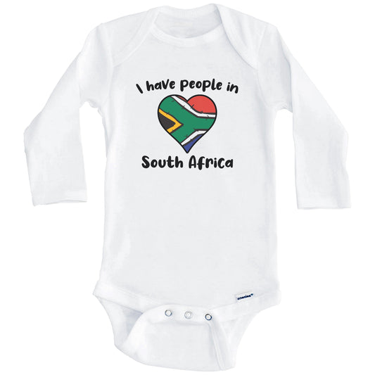 South African Flag Heart I Have People In South Africa Baby Bodysuit (Long Sleeves)