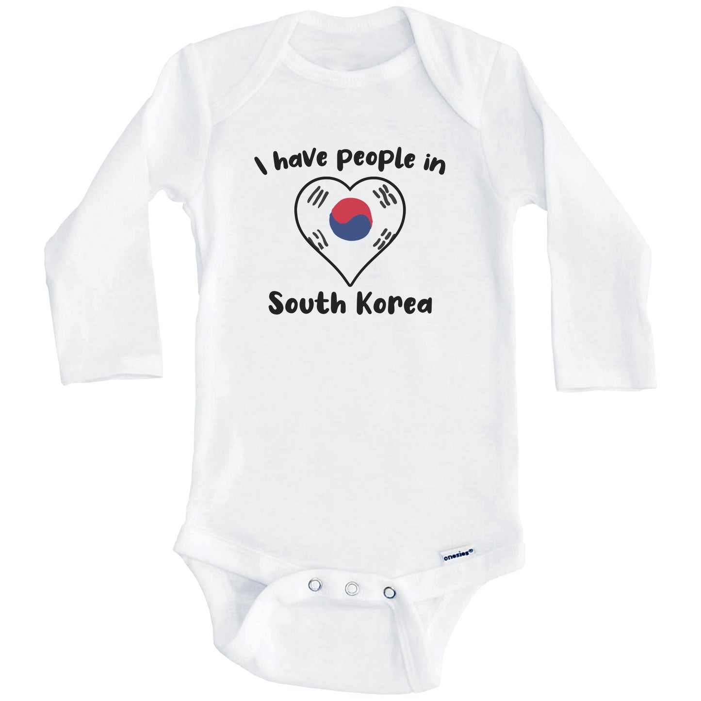 Korean Flag Heart I Have People In South Korea Baby Bodysuit (Long Sleeves)