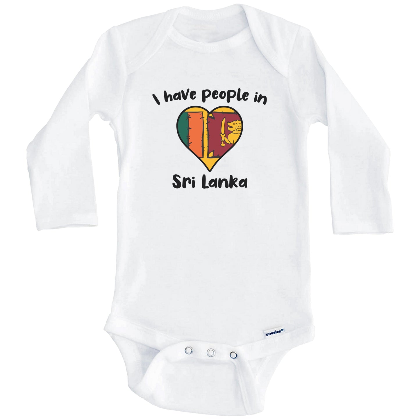 Sri Lankan Flag Heart I Have People In Sri Lanka Baby Bodysuit (Long Sleeves)