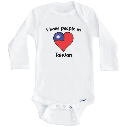 Taiwanese Flag Heart I Have People In Taiwan Baby Bodysuit (Long Sleeves)