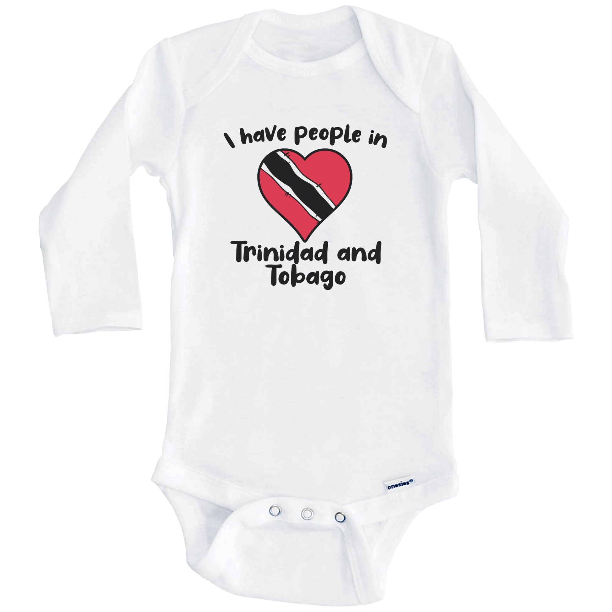 Trinidadian Flag Heart I Have People In Trinidad and Tobago Baby Bodysuit (Long Sleeves)