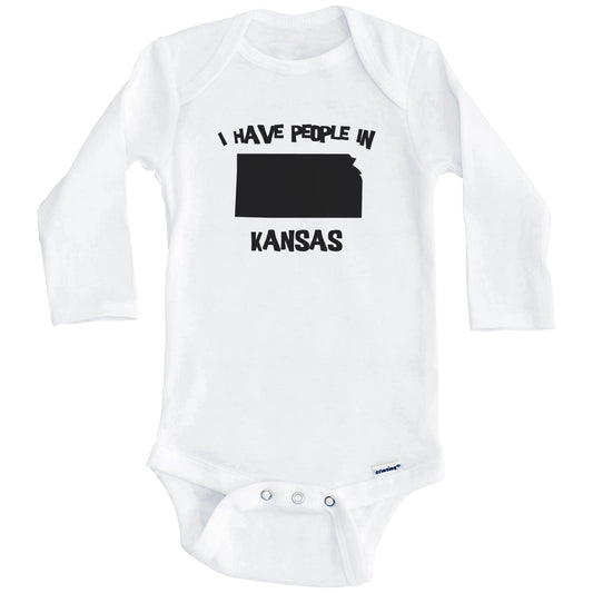 State Silhouette I Have People In Kansas Baby Bodysuit (Long Sleeves)