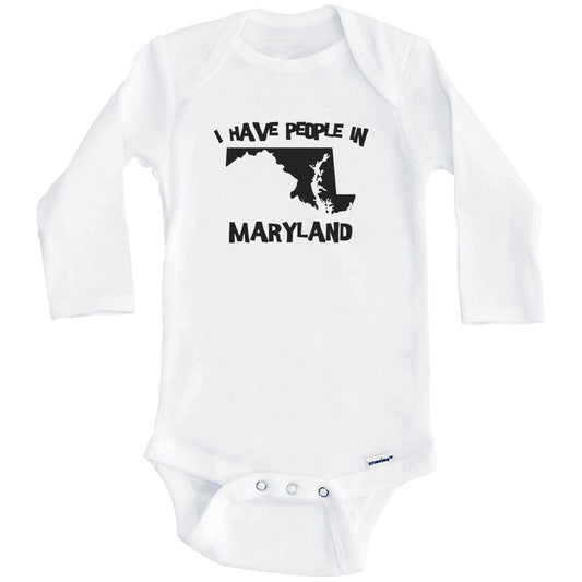 State Silhouette I Have People In Maryland Baby Bodysuit (Long Sleeves)