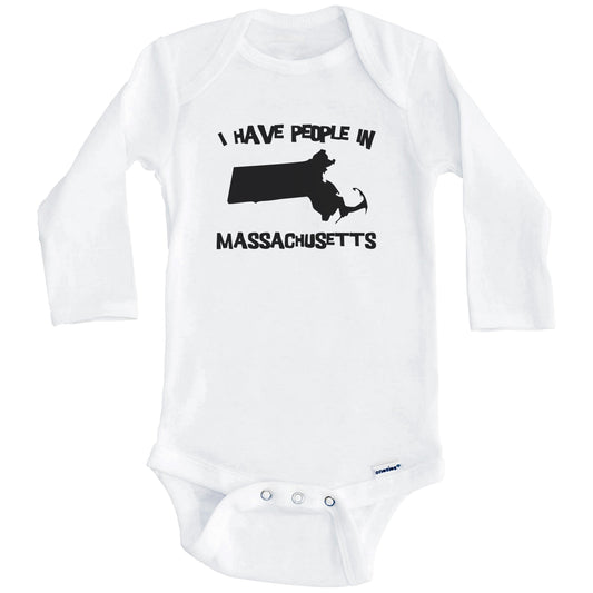 State Silhouette I Have People In Massachusetts Baby Bodysuit (Long Sleeves)