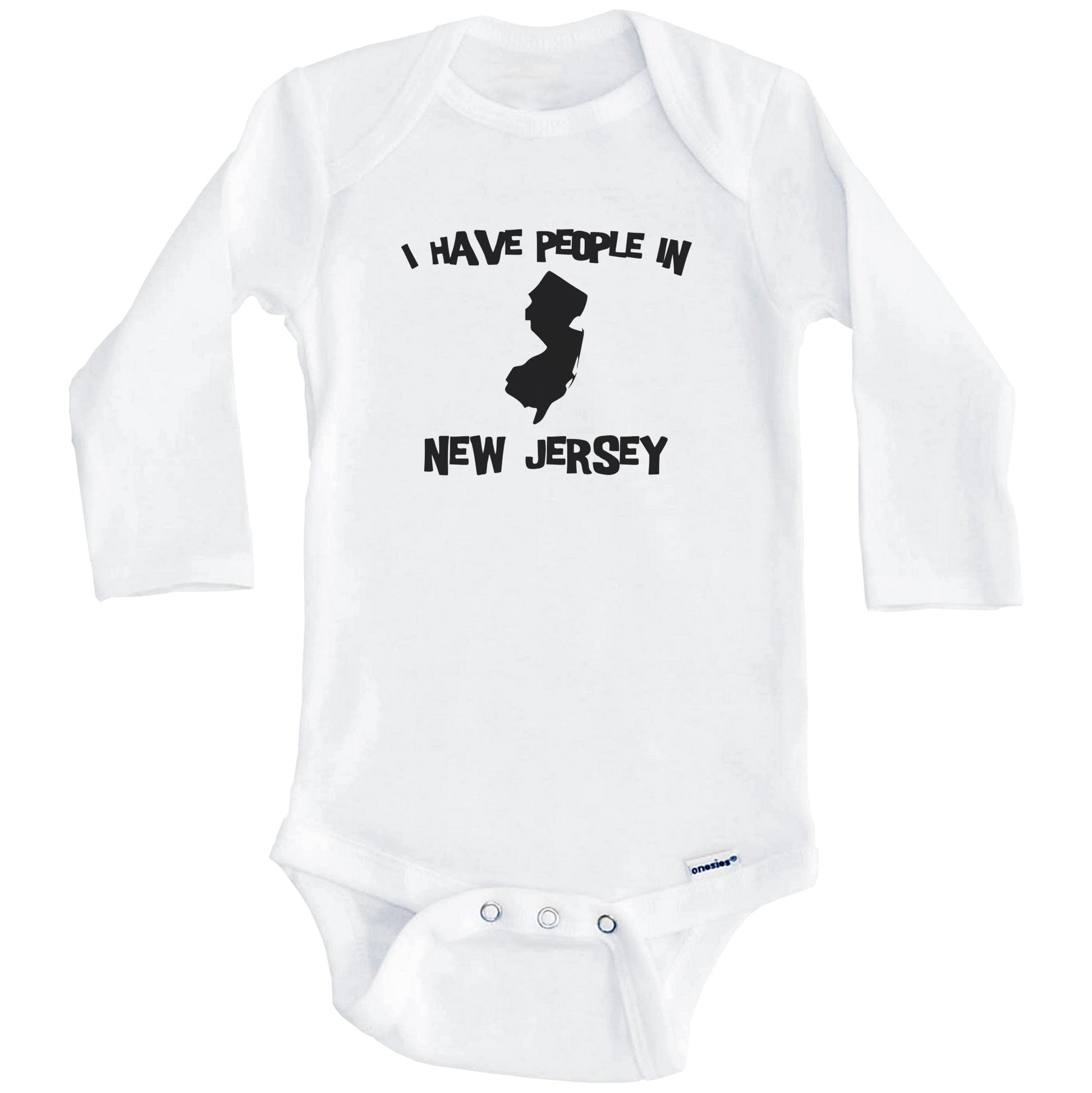 State Silhouette I Have People In New Jersey Baby Bodysuit (Long Sleeves)