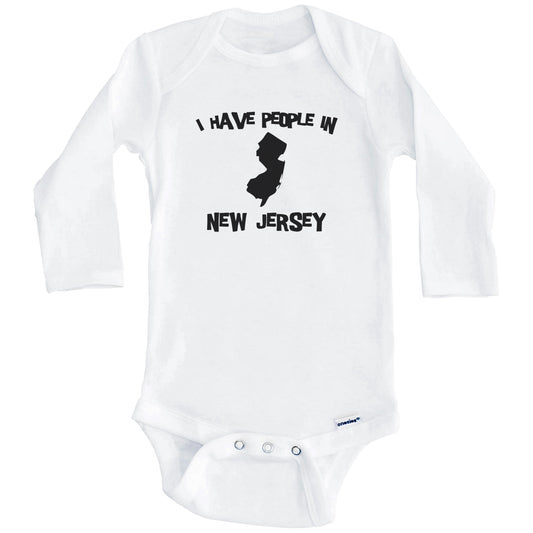 State Silhouette I Have People In New Jersey Baby Bodysuit (Long Sleeves)