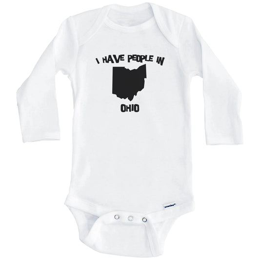 State Silhouette I Have People In Ohio Baby Bodysuit (Long Sleeves)