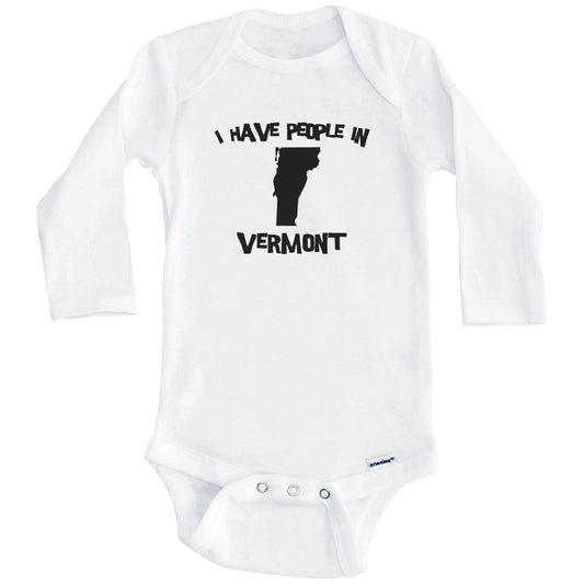 State Silhouette I Have People In Vermont Baby Bodysuit (Long Sleeves)