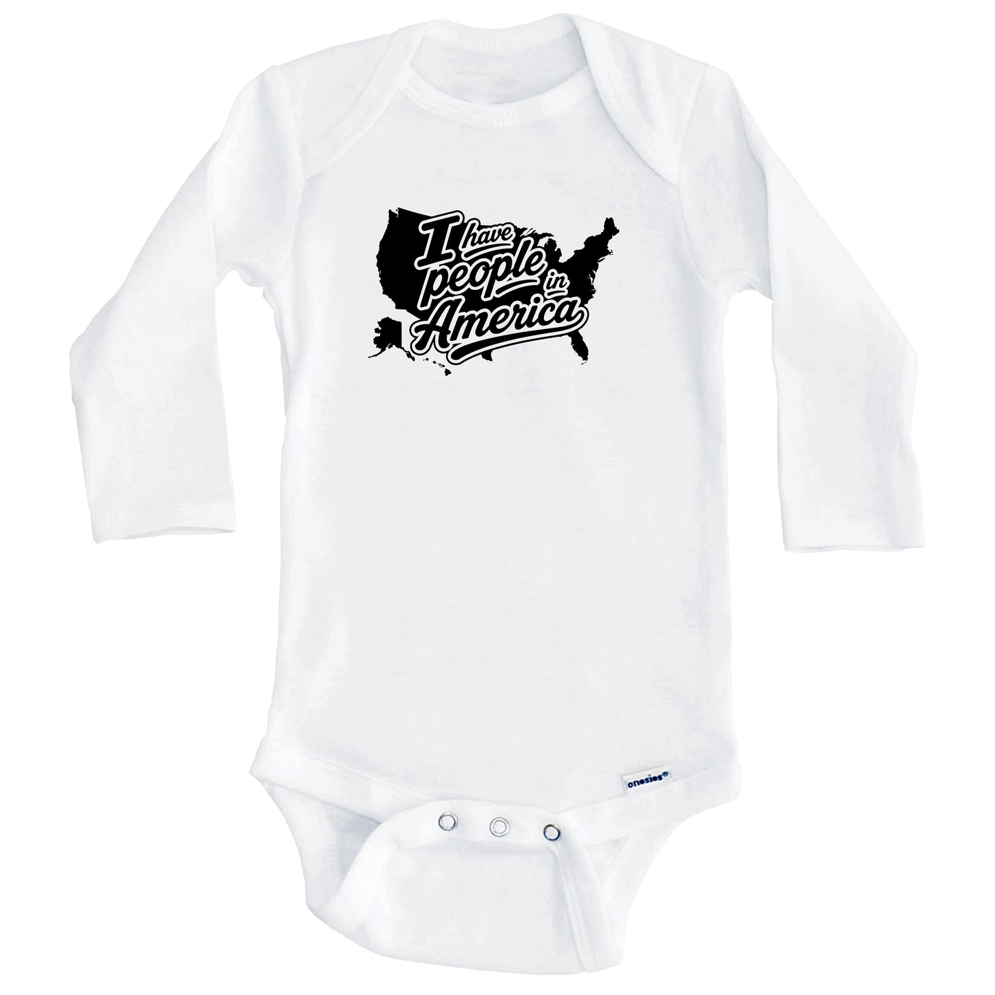 I Have People In America Country Silhouette Baby Bodysuit (Long Sleeves)