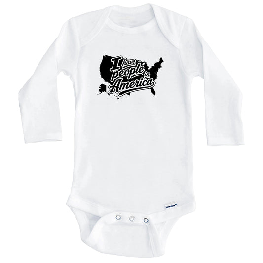 I Have People In America Country Silhouette Baby Bodysuit (Long Sleeves)