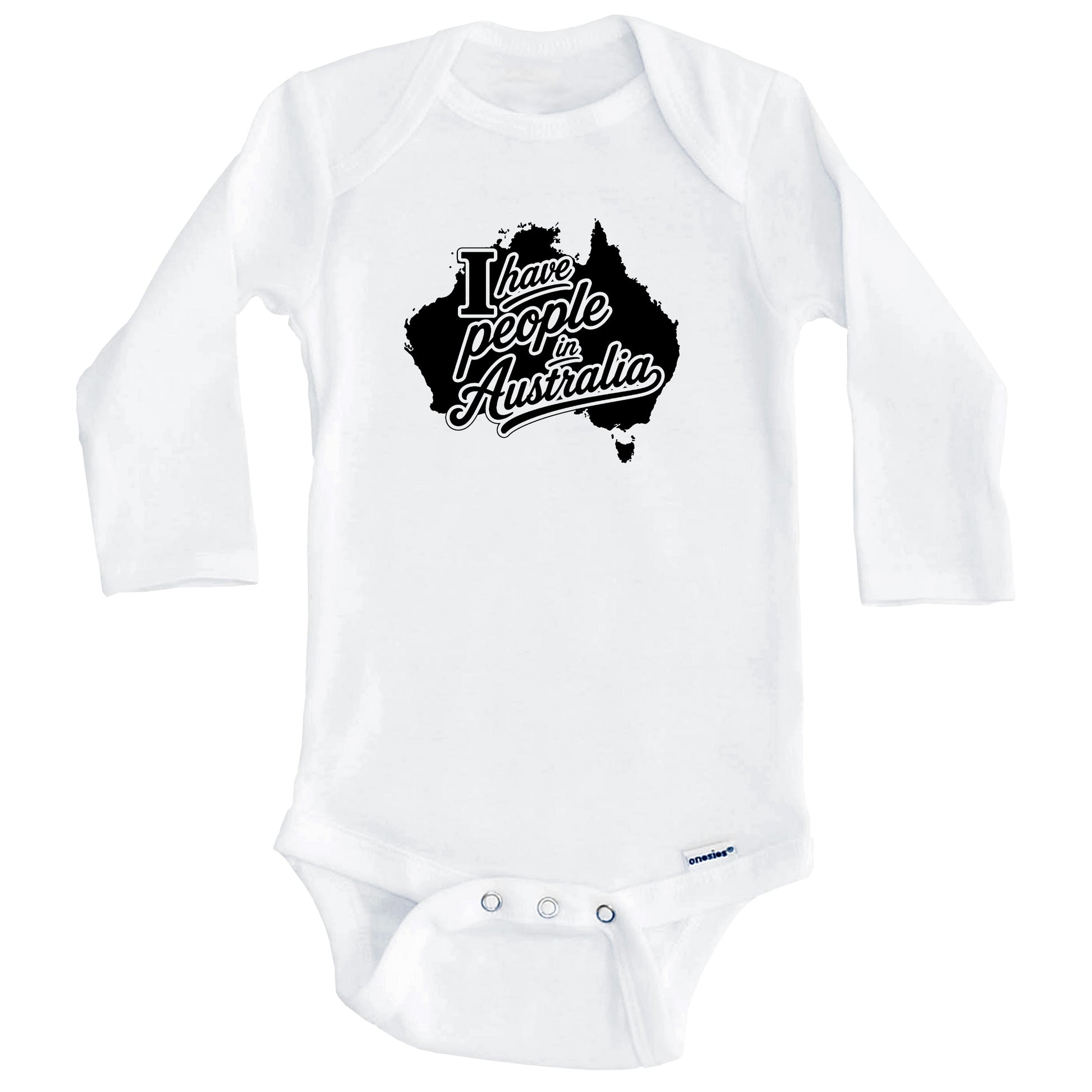 I Have People In Australia Country Silhouette Baby Bodysuit (Long Sleeves)