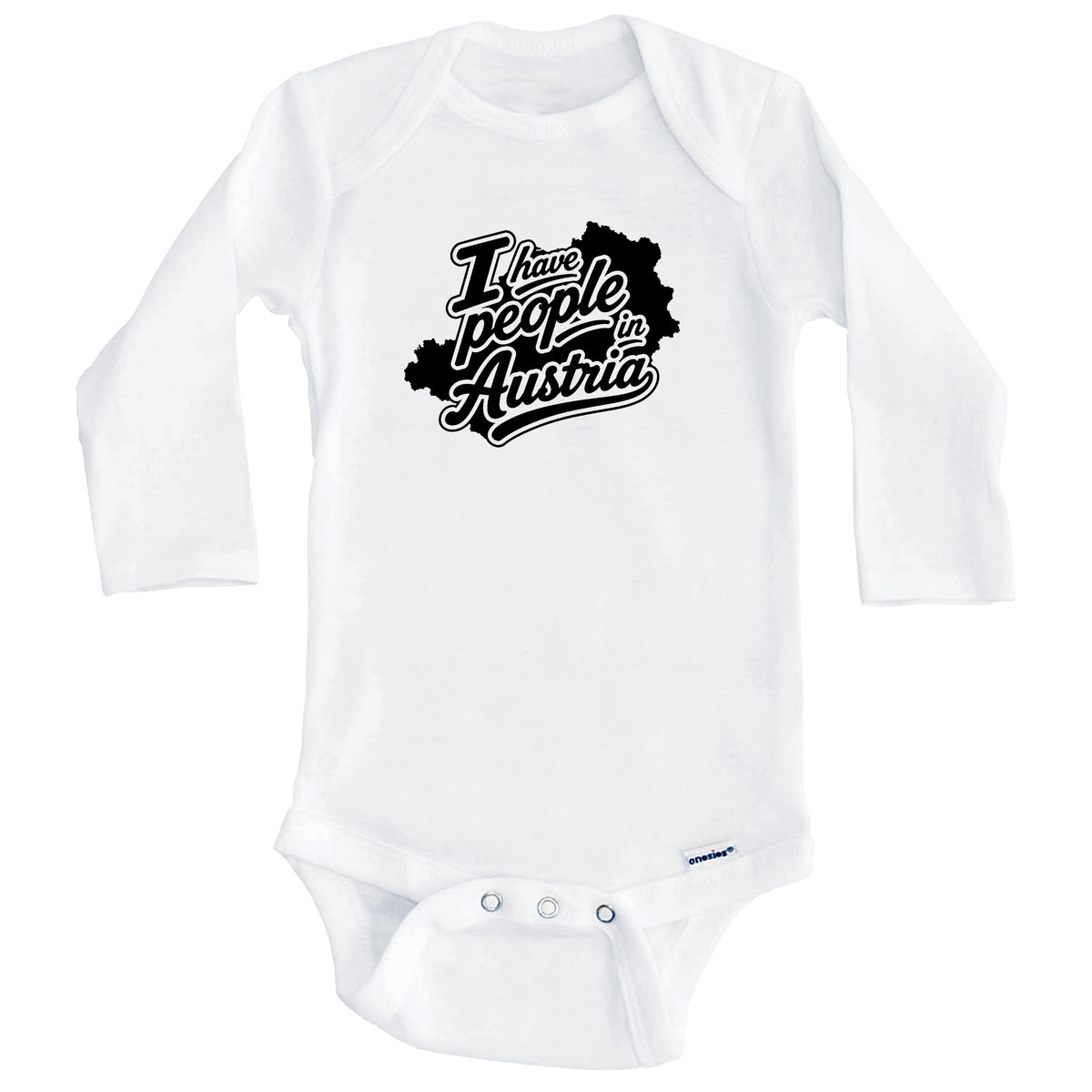 I Have People In Austria Country Silhouette Baby Bodysuit (Long Sleeves)