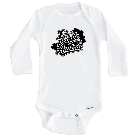 I Have People In Austria Country Silhouette Baby Bodysuit (Long Sleeves)