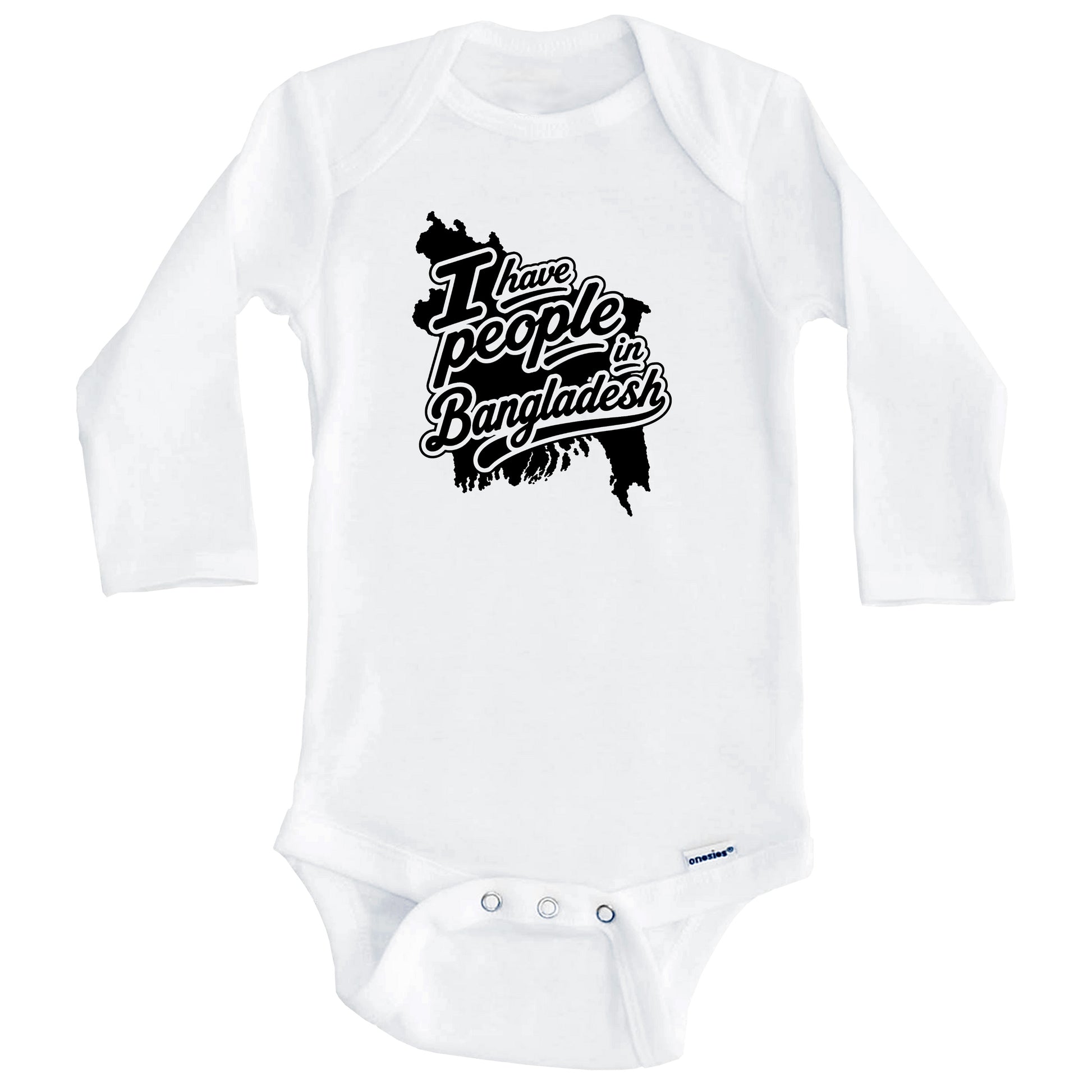 I Have People In Bangladesh Country Silhouette Baby Bodysuit (Long Sleeves)