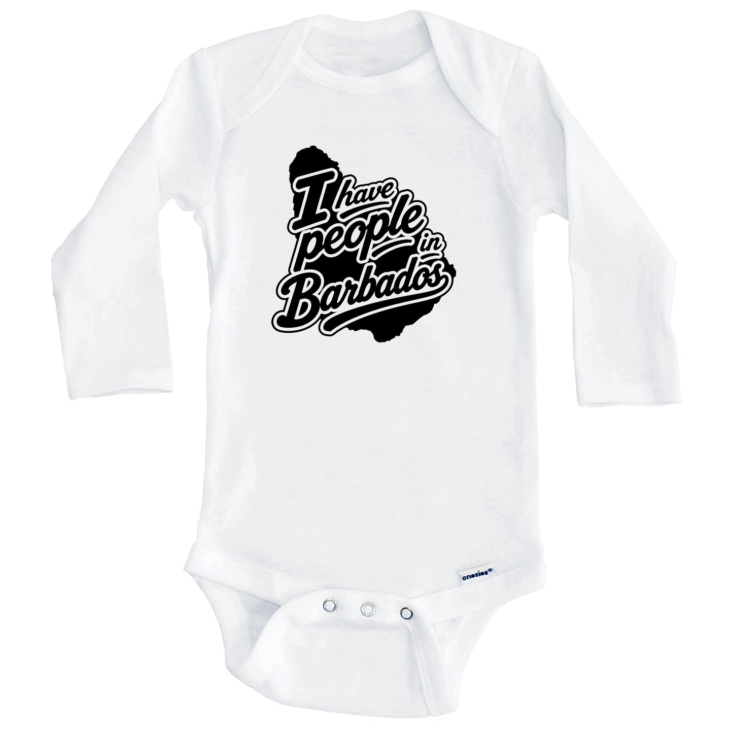 I Have People In Barbados Country Silhouette Baby Bodysuit (Long Sleeves)